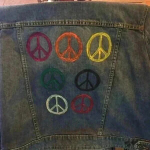 Denim Jacket‎ with hand painted peace signs🌸
